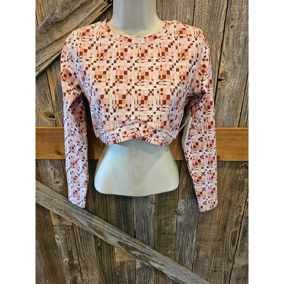 NWT L*Space Active Block Party Aim High crop gym top L women's long sleeve pink - Picture 2 of 9